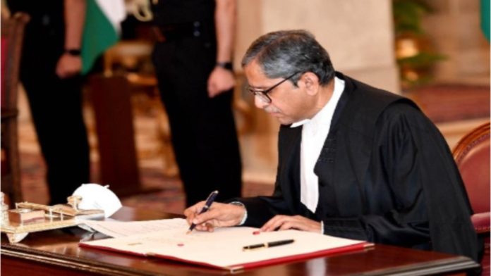 Justice N.V. Ramana is sworn in as the Chief Justice of the Supreme Court of India