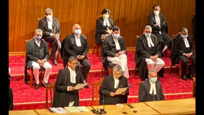 For the first time in Supreme Court history, nine members were sworn in as judges